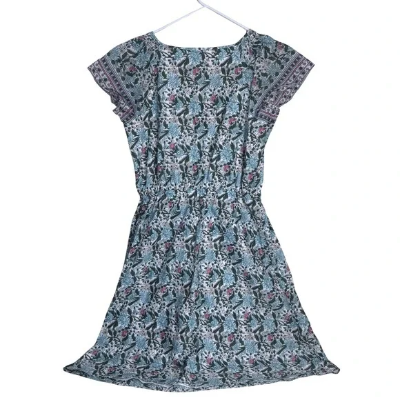 Talbots Floral Cotton Voile Split Neck Dress 8 Preppy Flow Midi Cottagecore Boho - Picture 7 of 13